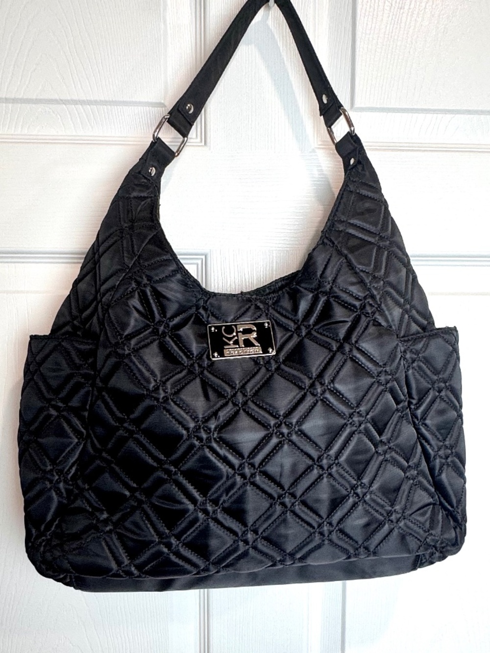 Kenneth Cole Reaction Black Quilted Hobo Shoulder Bag
